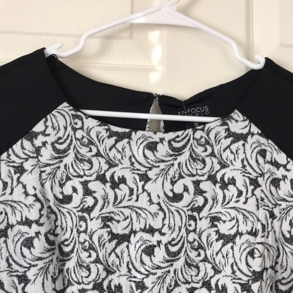 EN FOCUS STUDIO Semi formal dress leaves black and white sparkly size 10 - Picture 2 of 6